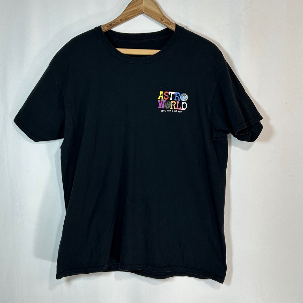 Travis Scott Astroworld Look Mom I Can Fly T Shirt Black Size L